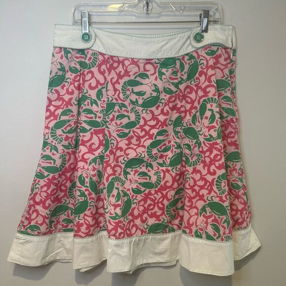 L.L. Bean Womens Skirt Pink Green Lobster Print Funky Nautical‎ Preppy Sz 12 Y2K - Picture 8 of 8